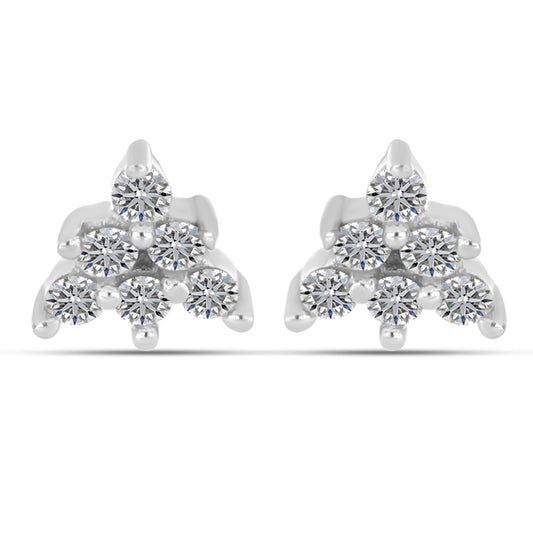 Brincos de Prata com Diamante Branco