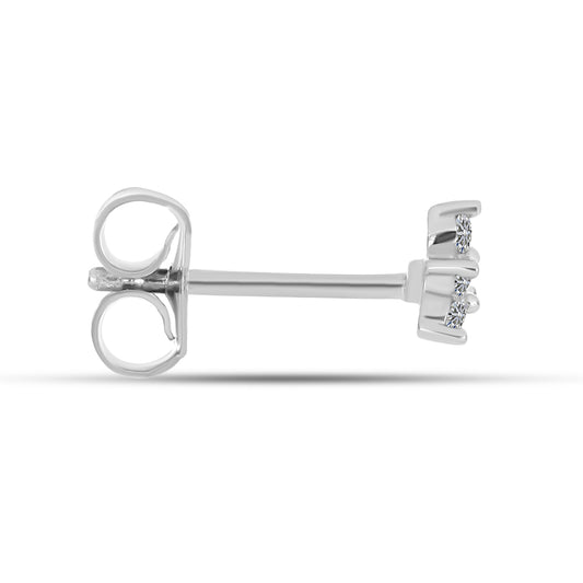 Brincos de Prata com Diamante Branco