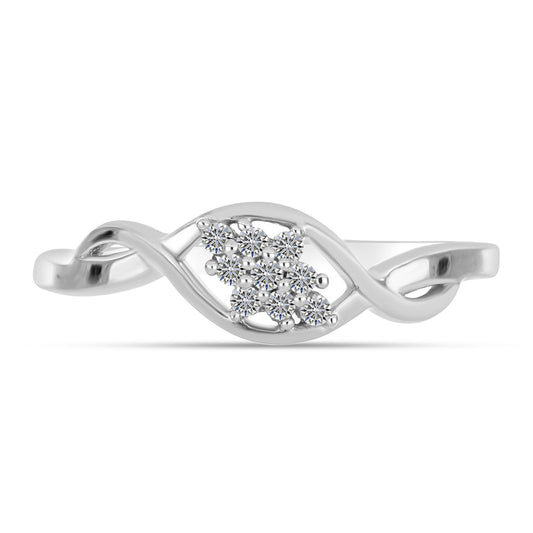 Anel de Prata com Diamante Branco