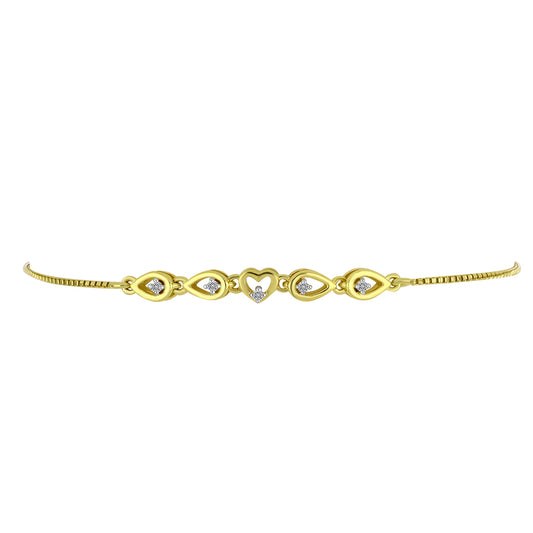 Pulseira de Prata com Banho de Ouro com Diamante Branco  Contraste: Cabeca de Veado (800)