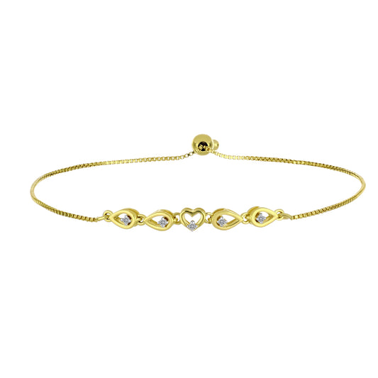 Pulseira de Prata com Banho de Ouro com Diamante Branco  Contraste: Cabeca de Veado (800)