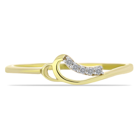 Anel de Prata com Banho de Ouro com Diamante Branco