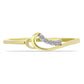 Anel de Prata com Banho de Ouro com Diamante Branco