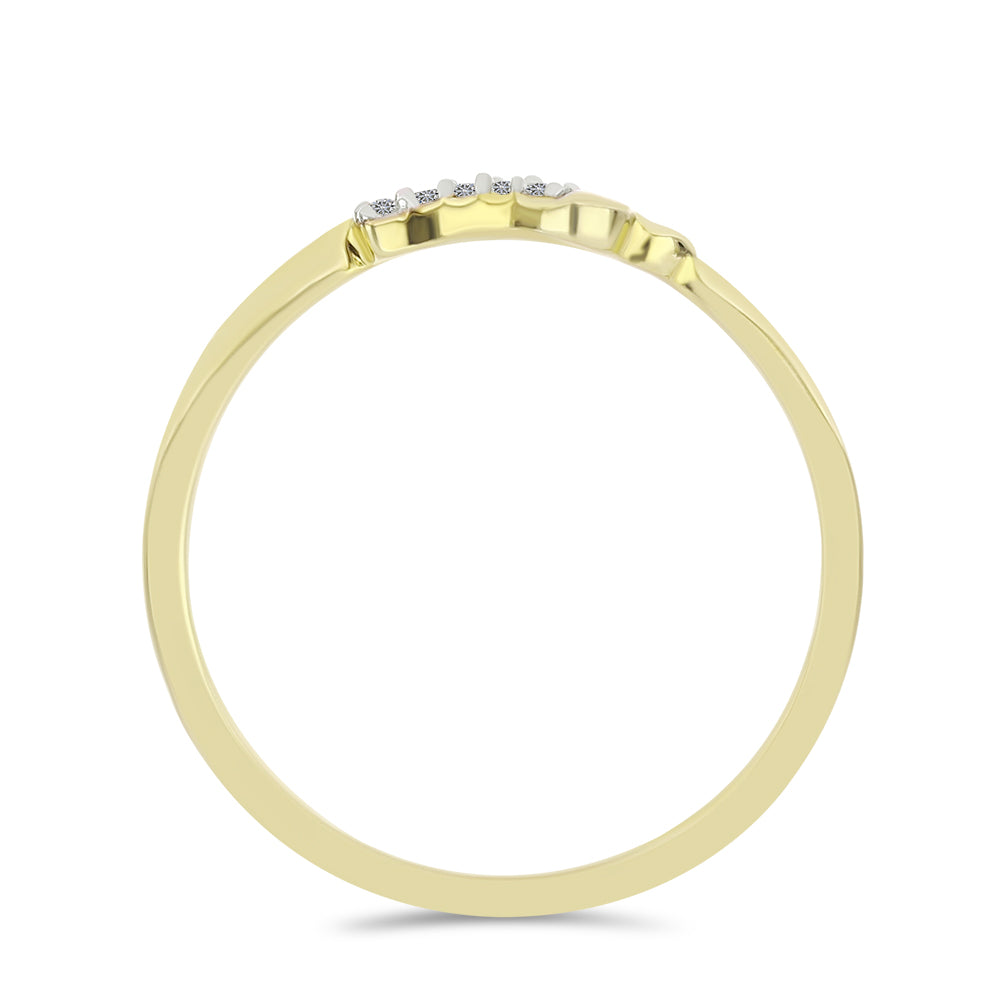 Anel de Prata com Banho de Ouro com Diamante Branco