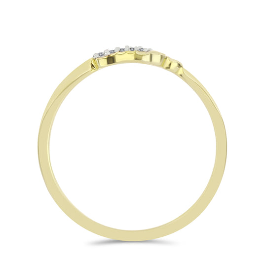 Anel de Prata com Banho de Ouro com Diamante Branco