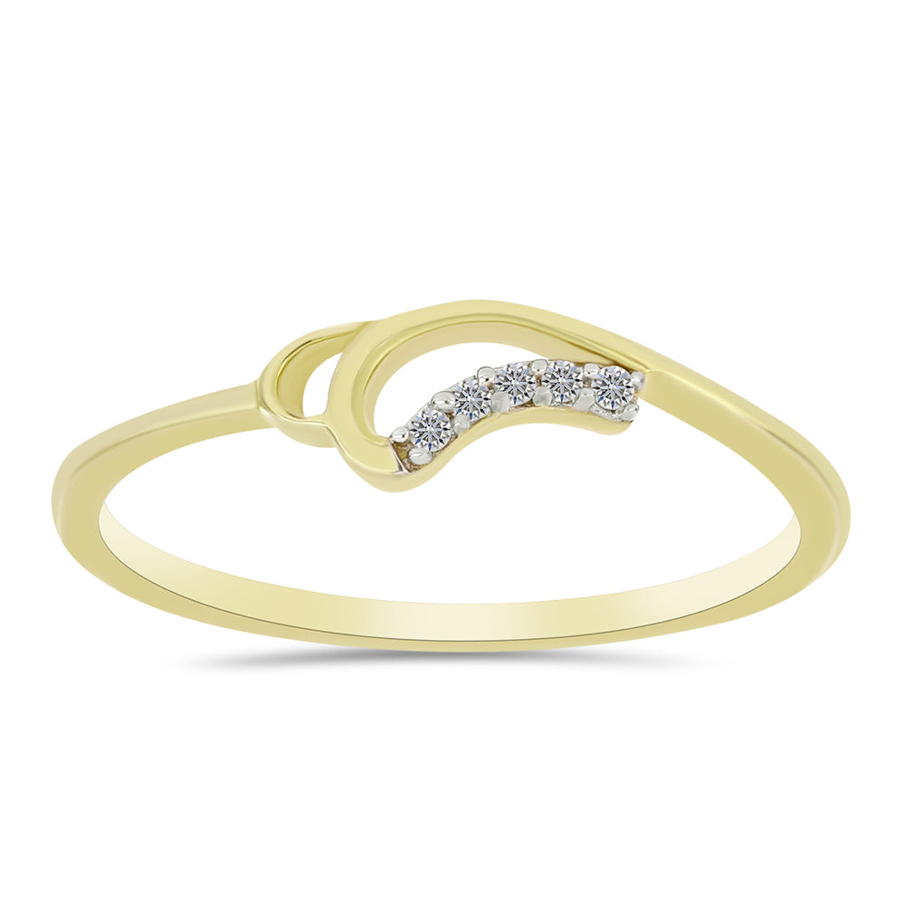 Anel de Prata com Banho de Ouro com Diamante Branco 3 