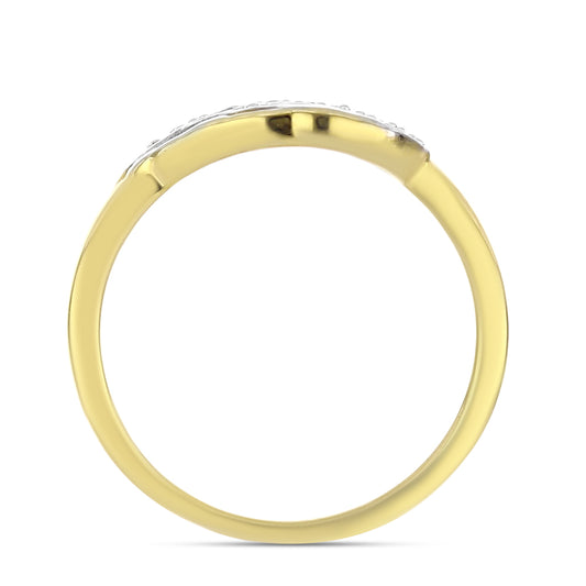 Anel de Prata com Banho de Ouro com Diamante Branco