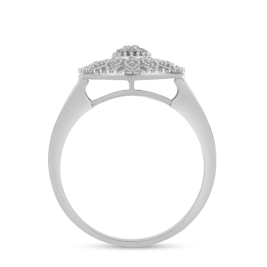 Anel de Prata com Diamante Branco  Contraste: Cabeca de Veado (800)