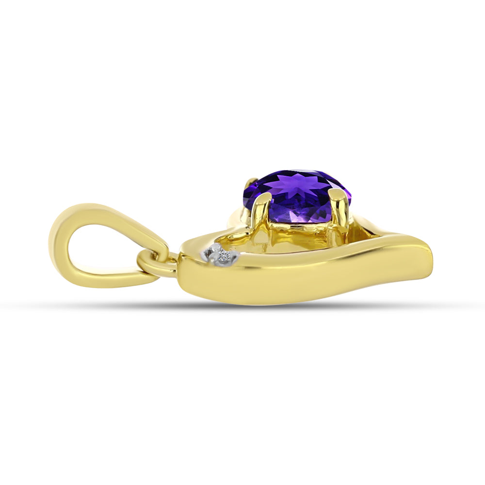Pendente de Prata com Banho de Ouro com Diamante Branco 2 