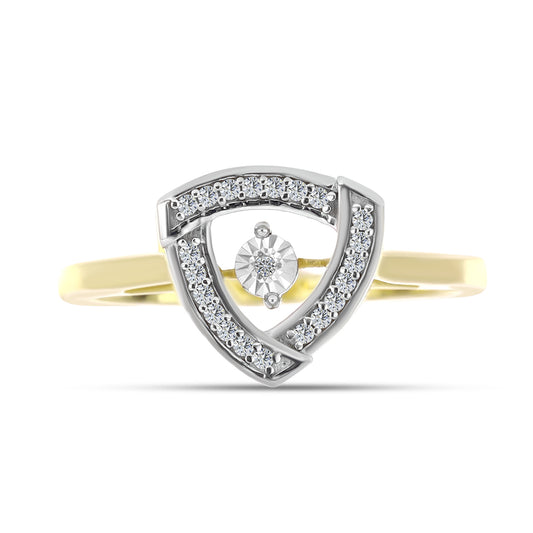 Anel de Prata com Banho de Ouro com Diamante Branco e Zircão Branco  Contraste: Cabeca de Veado (800)