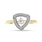 Anel de Prata com Banho de Ouro com Diamante Branco e Zircão Branco  Contraste: Cabeca de Veado (800)