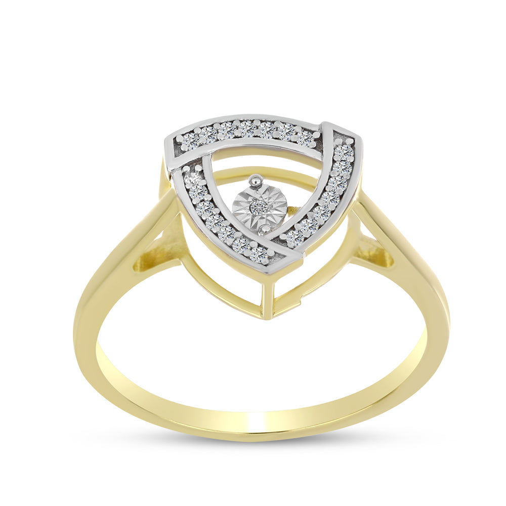 Anel de Prata com Banho de Ouro com Diamante Branco e Zircão Branco  Contraste: Cabeca de Veado (800) 3 