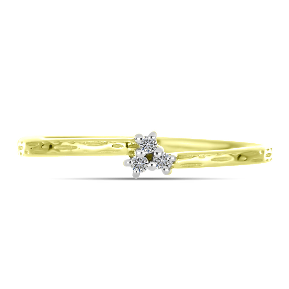 Anel de Prata com Banho de Ouro com Diamante Branco 1 