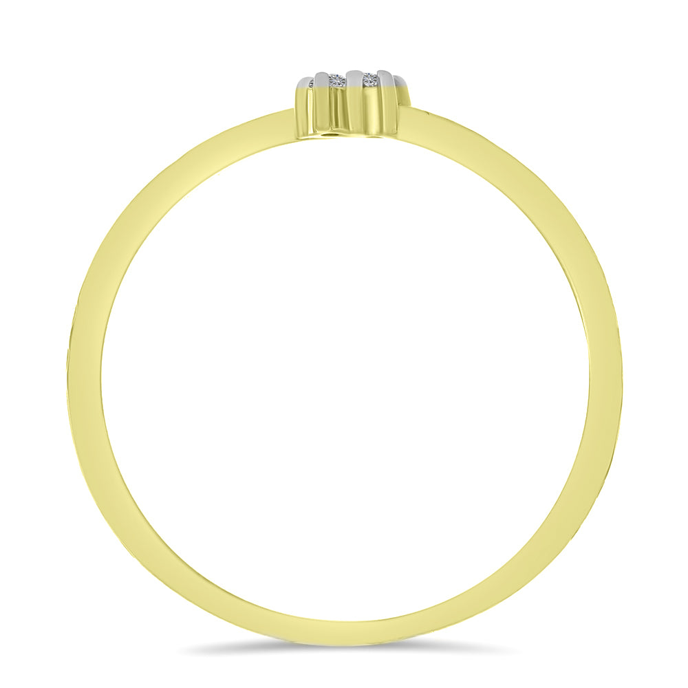 Anel de Prata com Banho de Ouro com Diamante Branco 2 