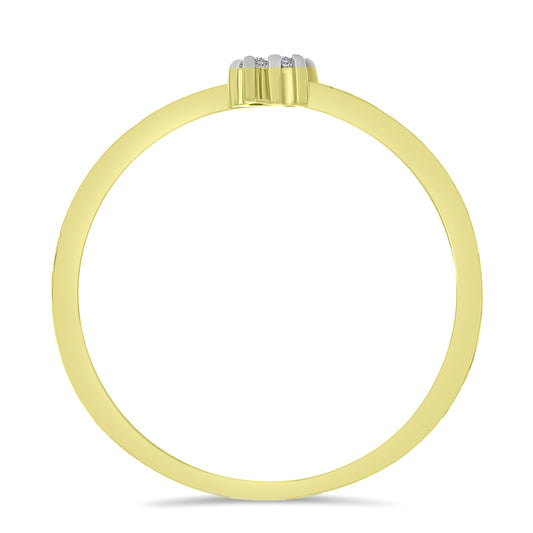 Anel de Prata com Banho de Ouro com Diamante Branco