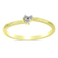 Anel de Prata com Banho de Ouro com Diamante Branco