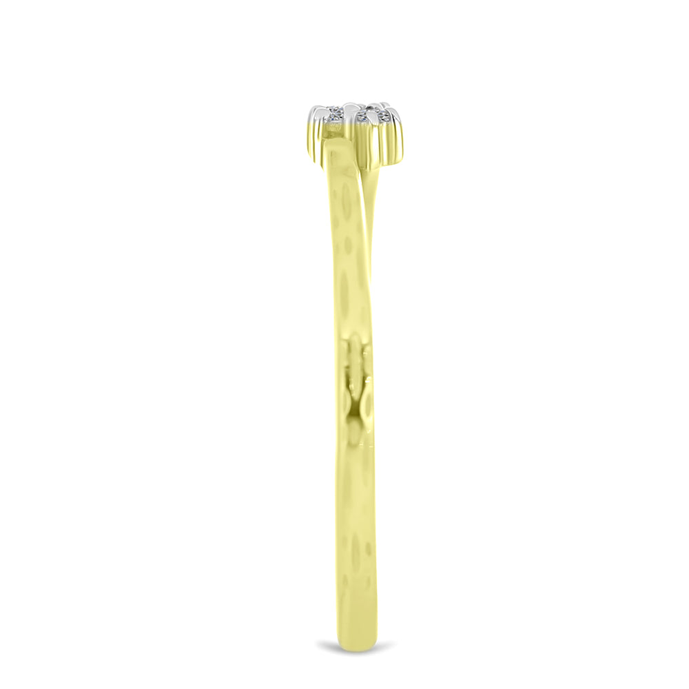 Anel de Prata com Banho de Ouro com Diamante Branco 4 