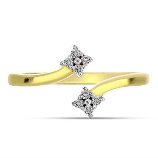 Anel de Prata com Banho de Ouro com Diamante Branco