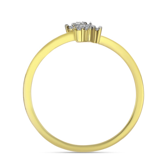 Anel de Prata com Banho de Ouro com Diamante Branco