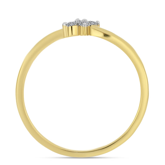 Anel de Prata com Banho de Ouro com Diamante Branco