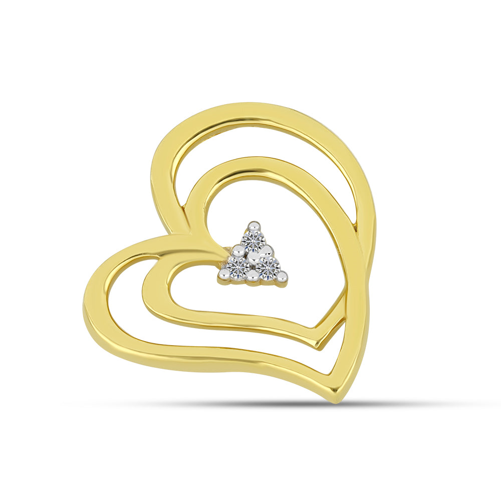 Pendente de Prata com Banho de Ouro com Diamante Branco 1 