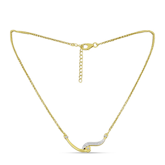 Colar de Prata com Banho de Ouro com Diamante Branco  Contraste: Cabeca de Veado (800)