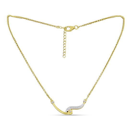 Colar de Prata com Banho de Ouro com Diamante Branco  Contraste: Cabeca de Veado (800)