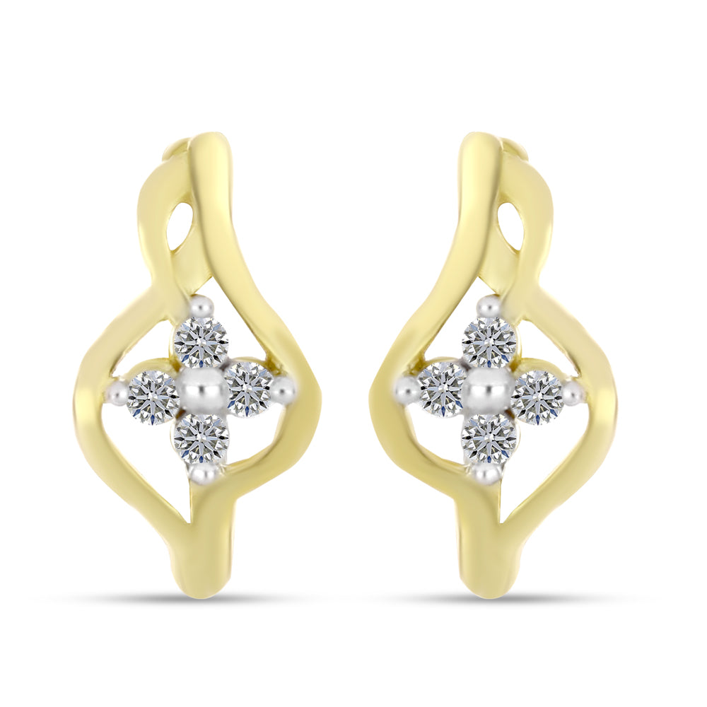 Brincos de Prata com Banho de Ouro com Diamante Branco 1 