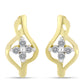 Brincos de Prata com Banho de Ouro com Diamante Branco