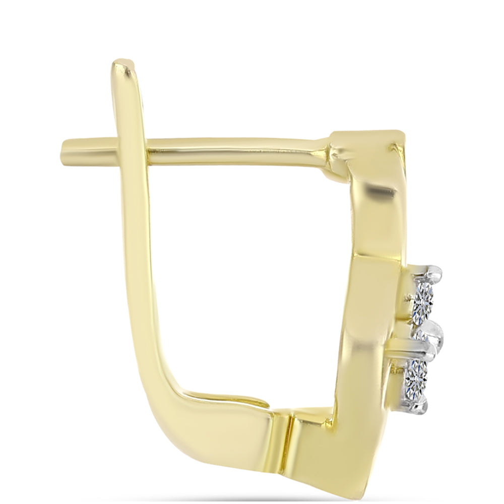 Brincos de Prata com Banho de Ouro com Diamante Branco 4 
