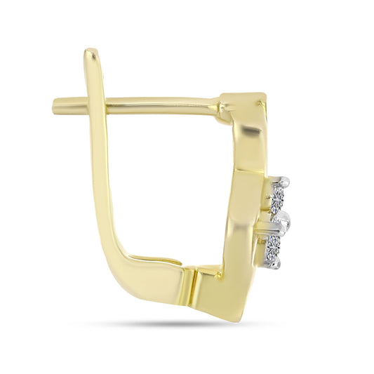 Brincos de Prata com Banho de Ouro com Diamante Branco