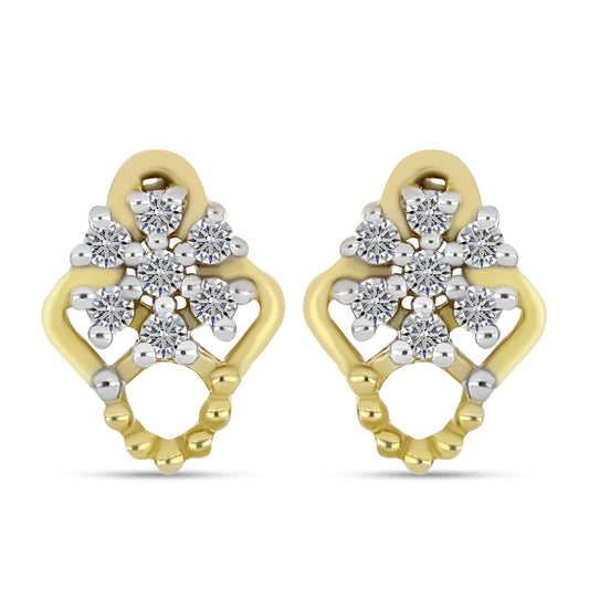 Brincos de Prata com Banho de Ouro com Diamante Branco
