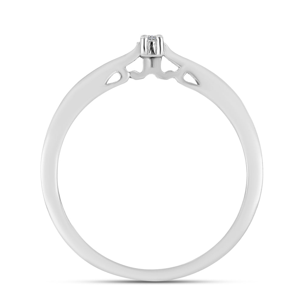 Anel de Prata com Diamante Branco 2 