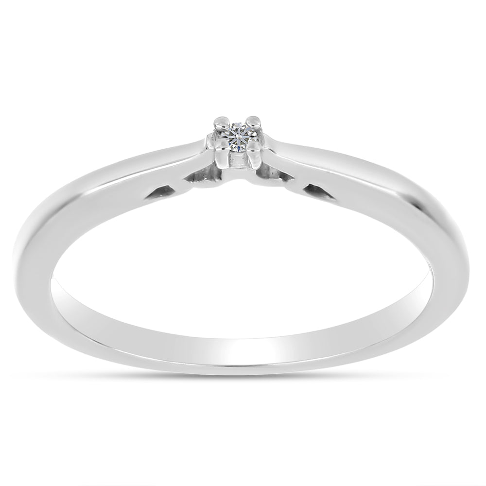 Anel de Prata com Diamante Branco