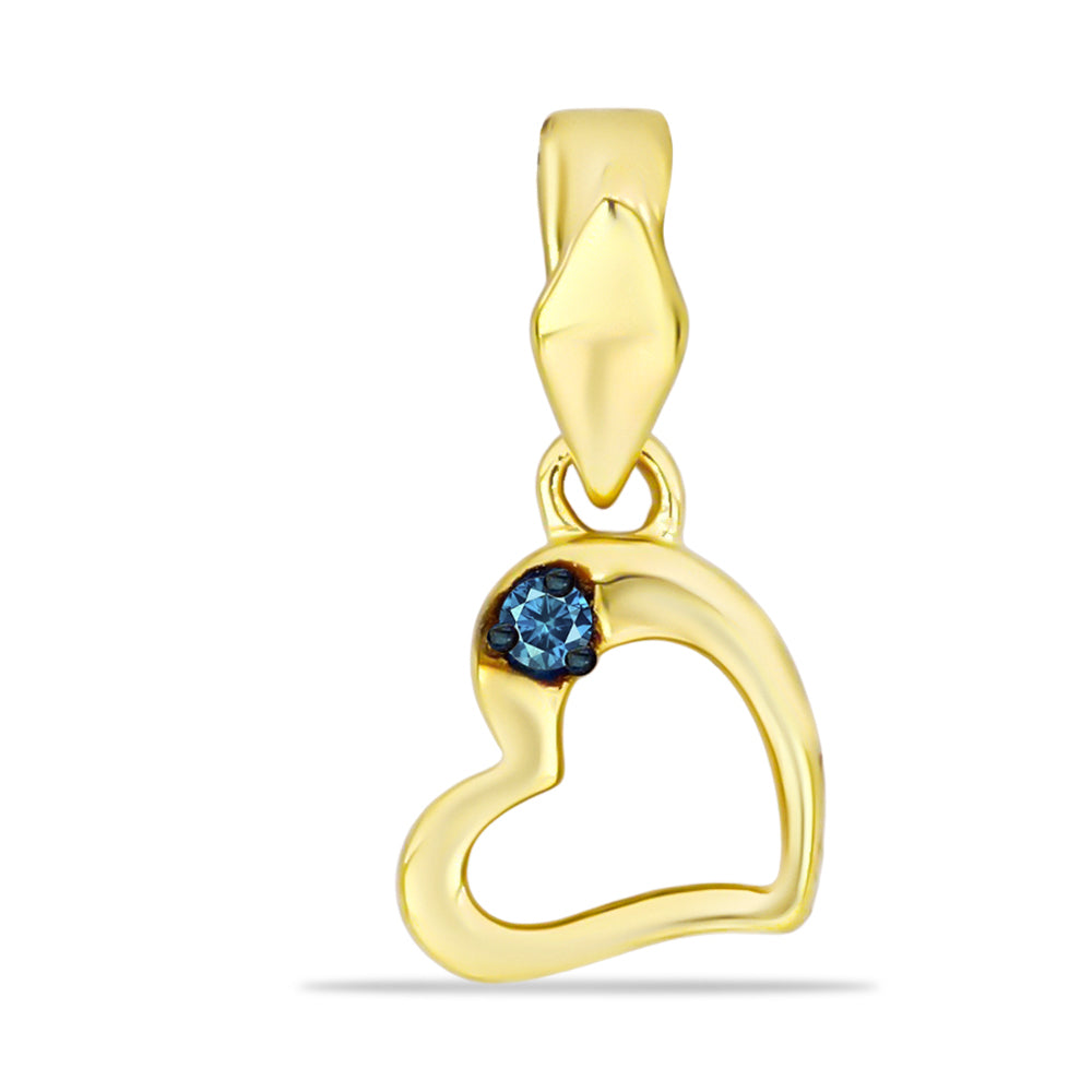 Pendente de Prata com Banho de Ouro com Diamante Azul