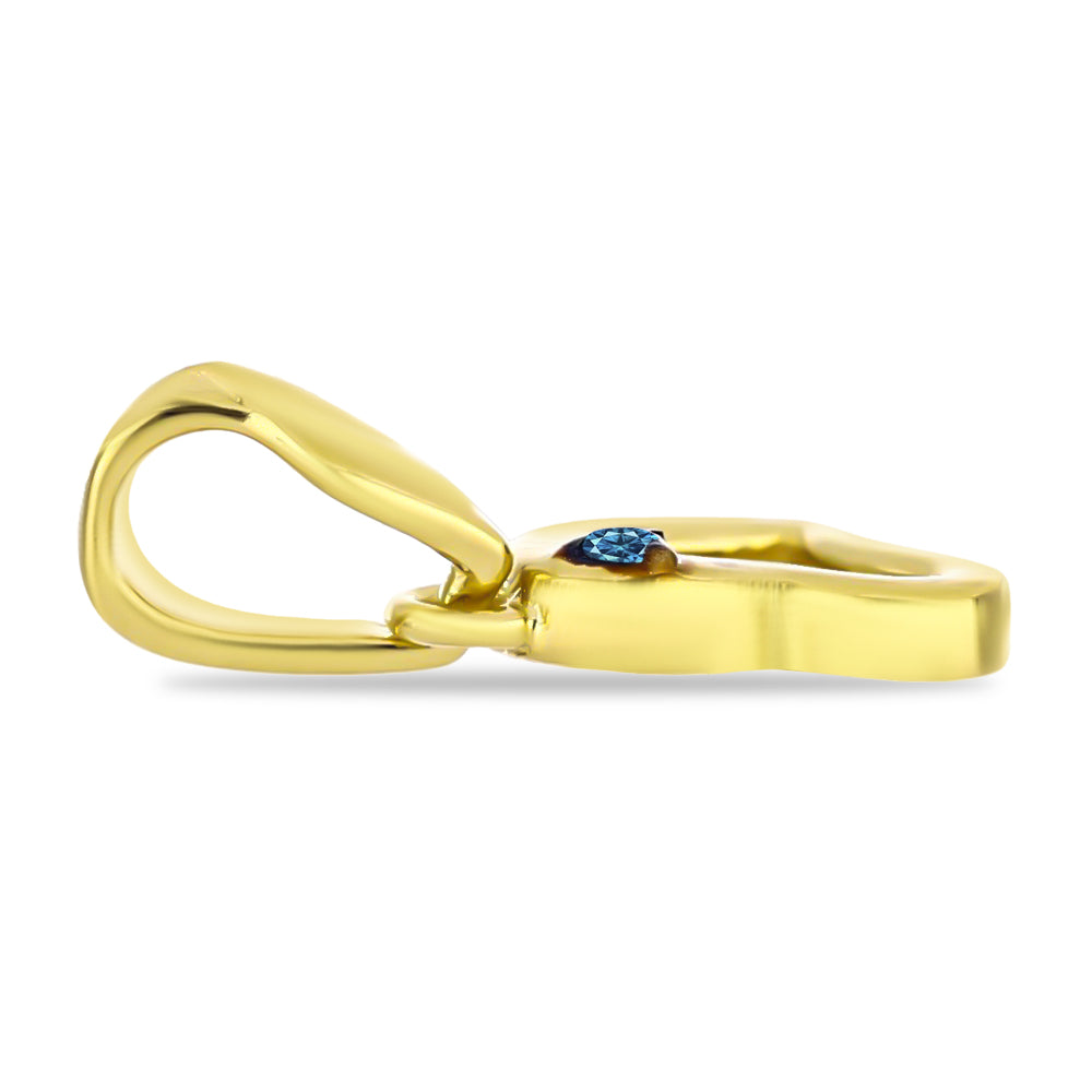 Pendente de Prata com Banho de Ouro com Diamante Azul 2 