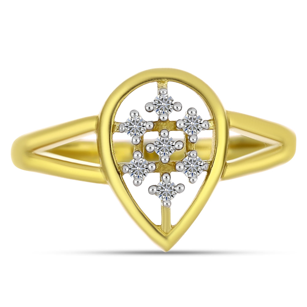 Anel de Prata com Banho de Ouro com Diamante Branco 1 