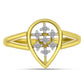 Anel de Prata com Banho de Ouro com Diamante Branco