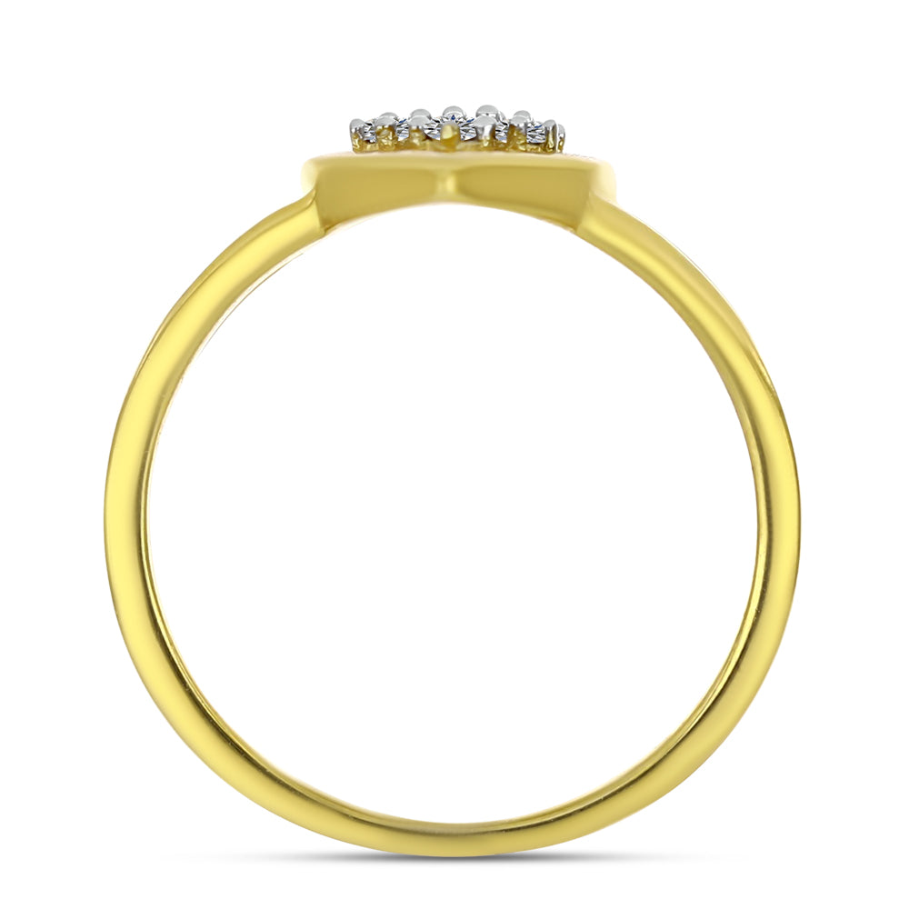 Anel de Prata com Banho de Ouro com Diamante Branco