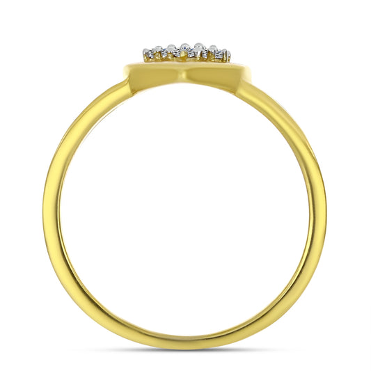 Anel de Prata com Banho de Ouro com Diamante Branco