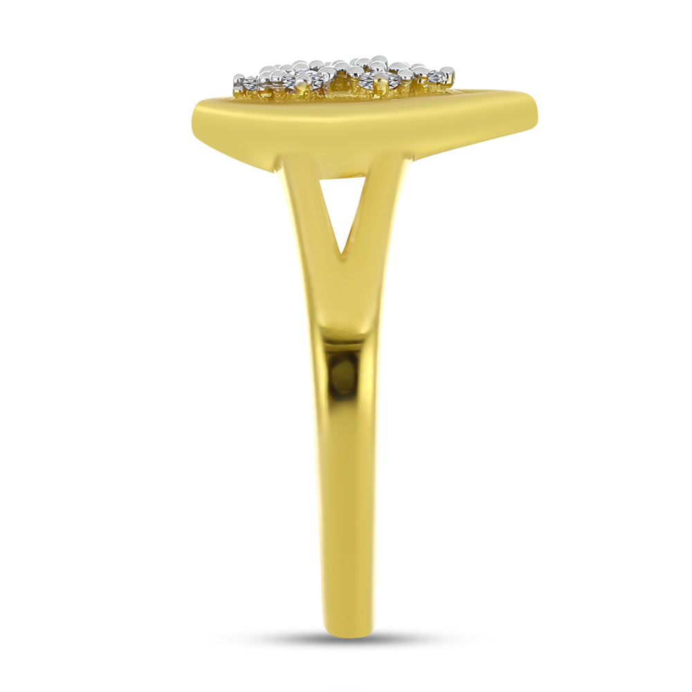Anel de Prata com Banho de Ouro com Diamante Branco