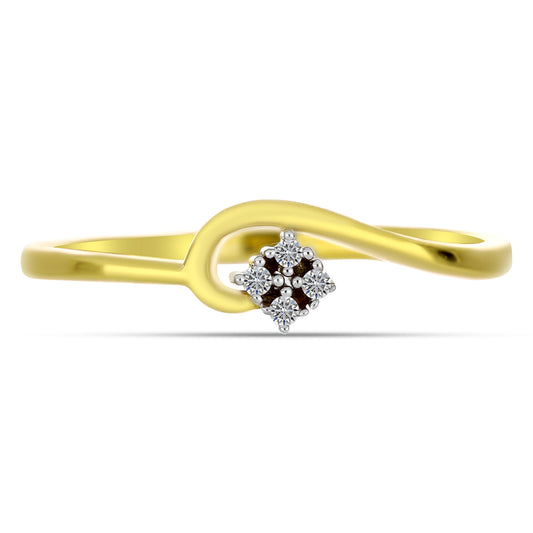 Anel de Prata com Banho de Ouro com Diamante Branco