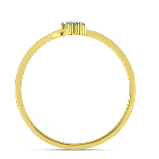 Anel de Prata com Banho de Ouro com Diamante Branco