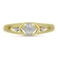 Anel de Prata com Banho de Ouro com Diamante Branco e Zircão Branco