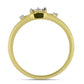 Anel de Prata com Banho de Ouro com Diamante Branco e Zircão Branco
