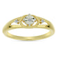 Anel de Prata com Banho de Ouro com Diamante Branco e Zircão Branco