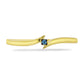 Anel de Prata com Banho de Ouro com Diamante Azul