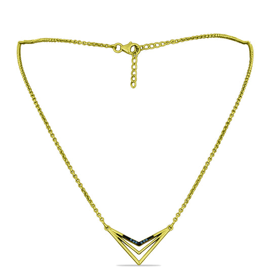 Colar de Prata com Banho de Ouro com Diamante Azul  Contraste: Cabeca de Veado (800)