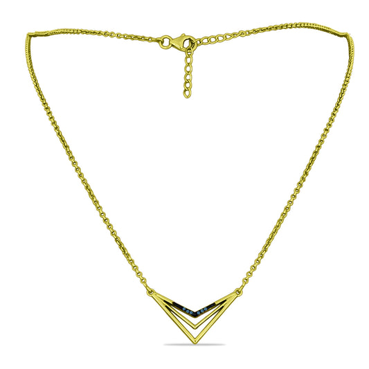 Colar de Prata com Banho de Ouro com Diamante Azul  Contraste: Cabeca de Veado (800)