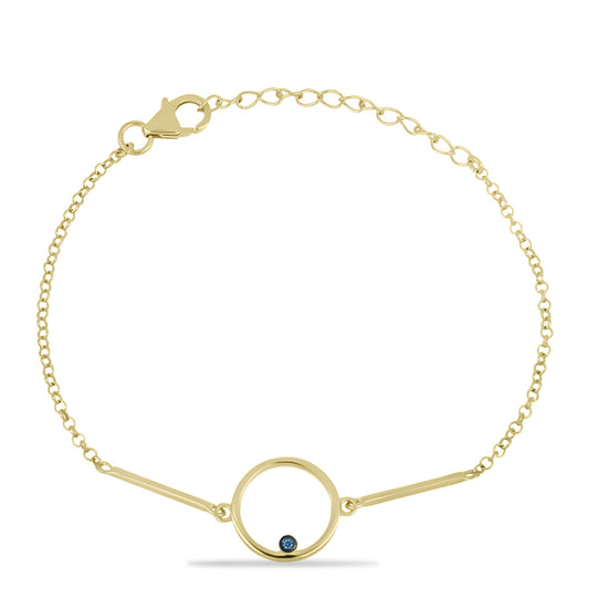 Pulseira de Prata com Banho de Ouro com Diamante Azul  Contraste: Cabeca de Veado (800)